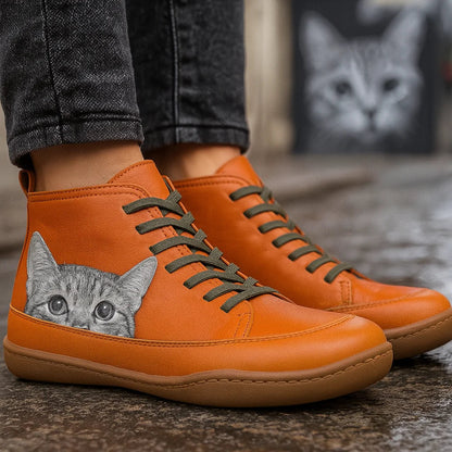 KittyKicks Women's Orthopedic Leather Ankle Boots